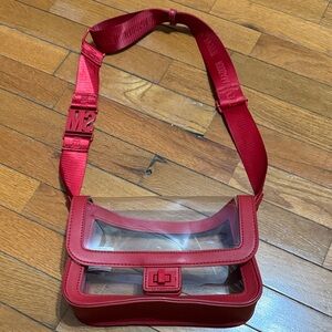 Stylish Red Transparent Crossbody Bag Steve Madden